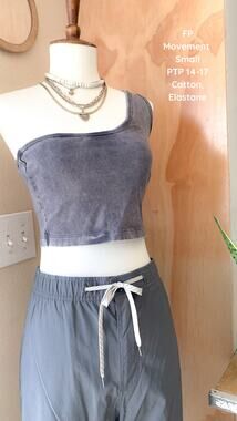 Free People Movement one shoulder sports tank gray Small
